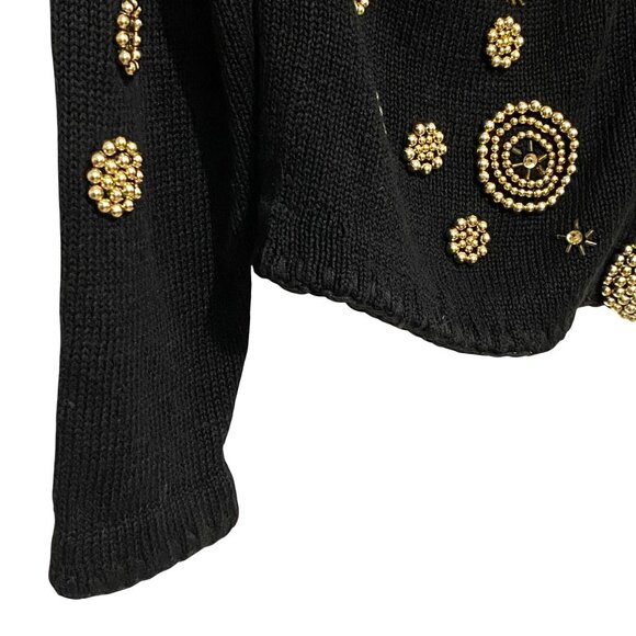 Vtg Beaded Embellished Cardigan Sweater S Hollywood Regency Project Piece Prop - Picture 3 of 5
